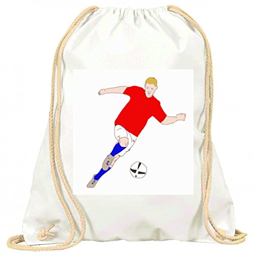 'Turn Bolsa "Fútbol de deportes de muñeco de bola de objetivo de campo de juegos de jugadores de fútbol jugador con cordón – 100% algodón de bolsa Con Asas De Mochila de bolsa de deporte, Weiß