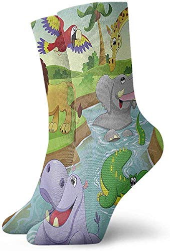 tyui7 Wild Animals Paradise Classic Crew Calcetines de compresión Flat Knit Casual Athletic Stoking 30 cm Soft