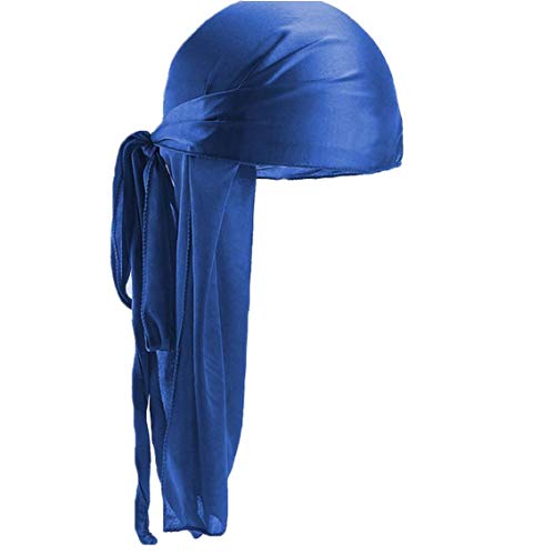 Unisex Deluxe Sedoso Durag Extra Larga Cola Headwraps Pirata Tapa del Cabezal Color Sólido Wrap Cap Turbante para Hombres De Las Mujeres