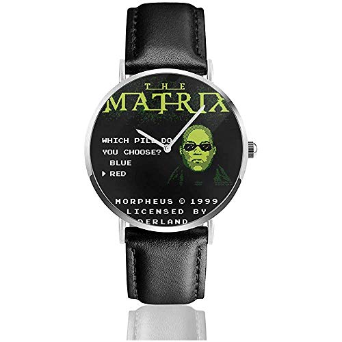 Unisex Morpheus Arcade The Matrix Relojes Reloj de Cuero de Cuarzo con Correa de Cuero Negro