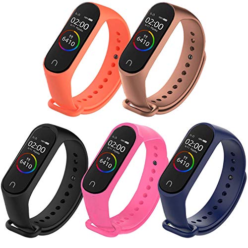 Ventdest Correa Compatible con Xiaomi Mi Band 4 Xiaomi Mi Band 3, 5 Piezas Pulseras Reloj Recambio Silicona Suave para Xiaomi Mi Band 4 / Mi Band 3