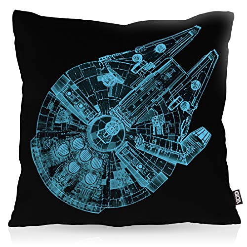 VOID Halcón Milenario Top Funda de Almohada cojín poliéster Impermeable Exterior Indoor Protectores Millennium Falcon, Kissen Größe:80 x 80 cm