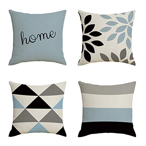 VOSAREA 4 unids Throw Pillow Covers Funda de cojín de Lino Decorativo Funda de Almohada Sofá Cama Silla Decoración del Hogar