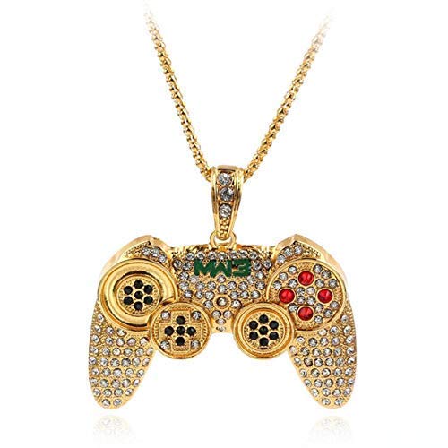 WeishenG 2019 Nuevo Hip Hop Iced out Mando Consola Joystick Colgantes con Cadena Hip Hop Collar - Oro