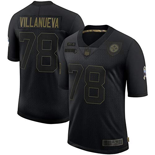 WEVB Rugby Villanueva Jersey Hombre Jersey Alejandro Steeler American Shirt Jersey #78 Sudadera de entrenamiento Salute to Football Service Loose Jersey - Negro