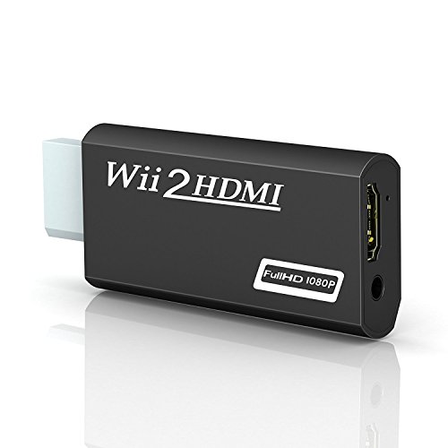 Wii a HDMI adaptador, gana Wii a HDMI convertidor conector con salida de vídeo de 1080p/720p y 3,5 mm Audio - Soporta todos los modos de visualización de Wii (Wii a HDMI Negro)