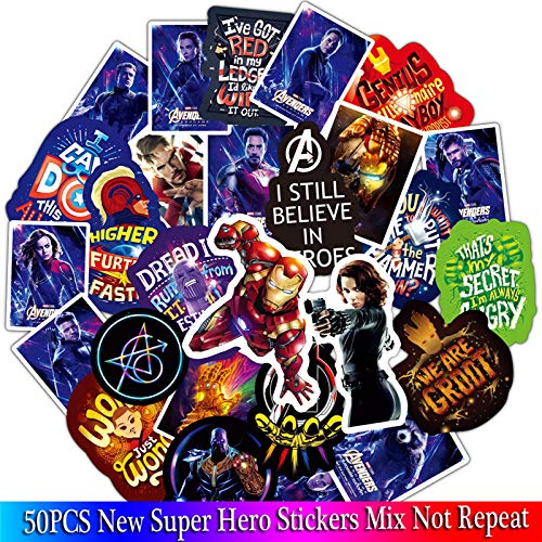 XCVBN New Super Hero Stickers Sets Cartoon Anime Spider Man Sticker Lot For Laptop Bicycle Phone Guitar Marvel Stickers 50Pcs