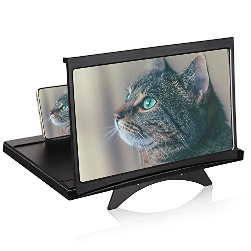 Xingsky 12" Lupa de Pantalla de Teléfono Móvil, 3D HD Lupa de Pantalla, Anti Luz Azul Lupa de Pantalla de Teléfono, Adecuado para Ver Videos en Todos los Teléfonos Inteligentes, Negro