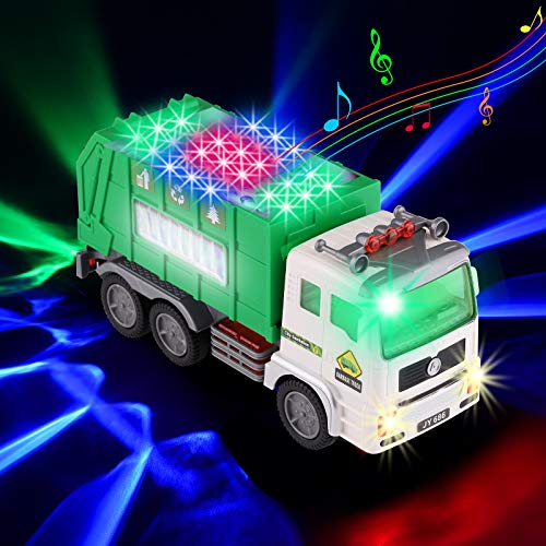 Xruison Camión de Basura 4D Luminoso y Sonidos Camion Grande Eléctrico Juguete Vehiculos Juguete Coches Temprana Educación Autos Juguete Regalos para Niños Chico Muchachas 3 4 5 6