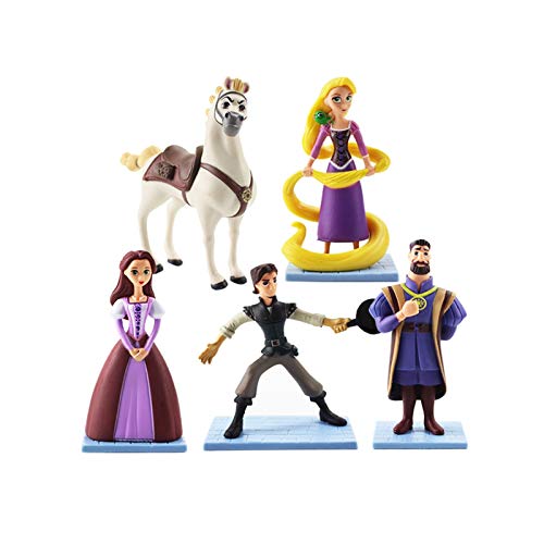 Yanchuan Figura Juguete 5 unids/Lote 11cm Princesa Rapunzel Figura Juguete enredado Flynn Jinete Caballo Maximus Rey frerico Pascal Magia mágica Modelo muñecas