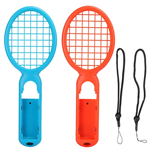 Ymiko Raqueta de Tenis para Nintendo Switch, Controlador de detección de Movimiento con Mango de Raqueta de Tenis para Nintendo Switch, Accesorio de Consola de Juegos, 1 par(Rojo Azul)