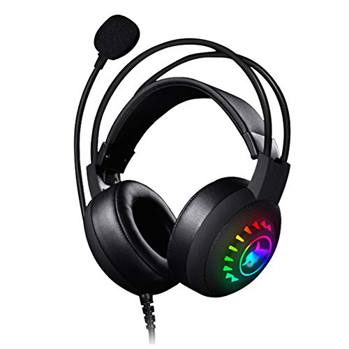 YPJKHM 7.1 Auriculares para ordenador con micrófono para videojuegos, los auriculares Glow Free Drive de comer