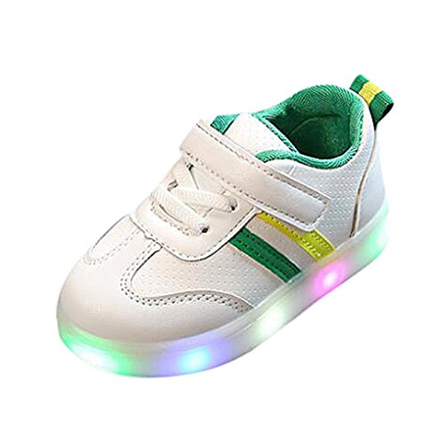 Zapatillas Unisex Niños K-youth Zapatos LED Niños Niñas Zapatillas Niño Zapatillas de Rayas para Bebés Zapatillas de Deporte Antideslizante Zapatillas con Luces para Niñas Niños (21 EU, Verde)