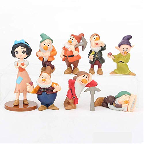 ZGPTX 8 Piezas / 5-9 cm Princesa Blancanieves y los Siete enanitos Príncipe Figura Juguete Modelo muñecas para Regalo de niños