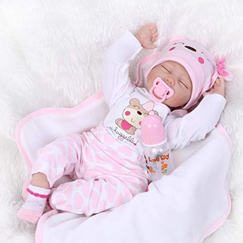 ZIYIUI 22 Pulgadas Lifelike Reborn Bebé Muñecas Vinilo de Silicona Realista Hecho a Mano Bebés para Niñas Juguetes Reborn Baby Dolls 55cm, Conveniente para la Edad 3 Más