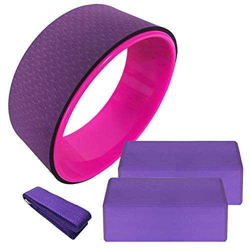 ZJY Conjunto de Equipos de Yoga - Kit de Ruedas, Bloques y Correas - Cómodo, Duradero - Mejora Las posturas y la flexibilidad - Adecuado para Ejercicios de meditación Pilates Inicio