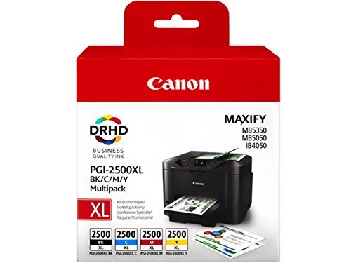 1 juego de cartuchos de tinta originales Canon PGI-2500 para Canon Maxify MB 5350 – BK, Cy, Ma, Ye –