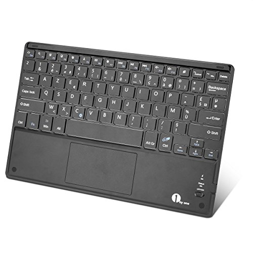 1byone Teclado Bluetooth azerty con panel Táctil Múltiple Ultrafino, teclado Táctil para iPad/Galaxy Tab/iPhone/Huawei/Samsung/OnePlus y otros teléfonos android