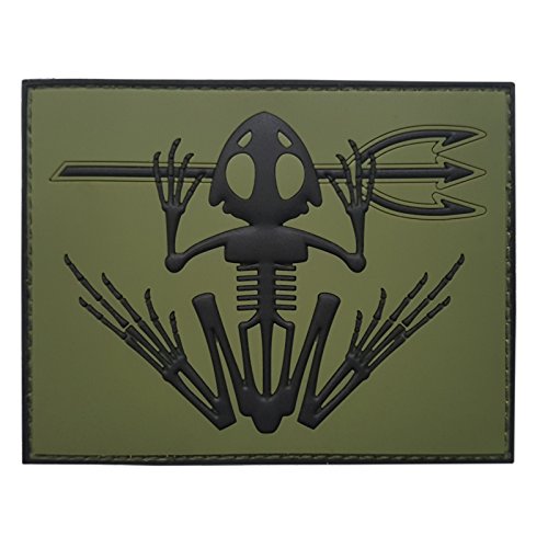 2AFTER1 Olive Drab US Navy Seals Bone Frog Skull Skeleton DEVGRU OD Morale PVC Hook&Loop Patch