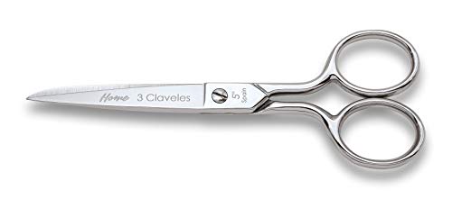 3 Claveles Tijera Castellana Varios Usos (Línea Home), Plata, Costura 5" (12,5 cm)