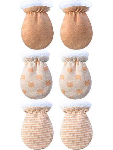 3 Pares de Manoplas de Bebé Guantes Calientes Mitones de Invierno de Bebés Niños Niñas Manoplas del Interior de Lana de Recién Nacido Infantil para 0-12 Meses (Color A)