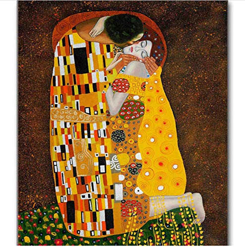 5D Diy Diamante Bordado Beso Pintura Gustav Klimt Pintura Diamante Punto de Cruz 70x90cm