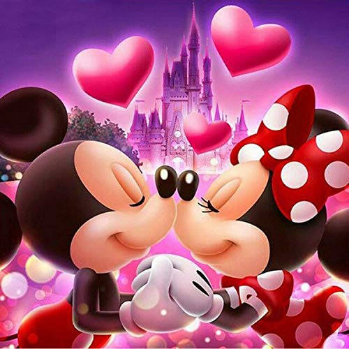 5D diy diamond painting, DIY Diamond Painting full drill Crystal diamond Embroidery Paintings Arts cross stitch kit for home wall decoration, 30 * 30cm, Cute Mice Kiss Love