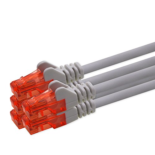 5m Cable de Red - Gris - 5 Piezas - Gigabit Ethernet LAN Cat.6 RJ45 1000Mbit s - Cable de conexión a Red