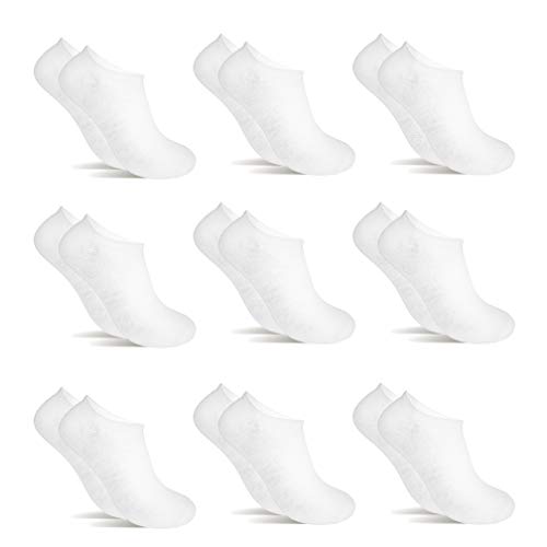 9 Pares Calcetines cortos Mujer hombre, calcetines tobillero (Blanco, (36-41)