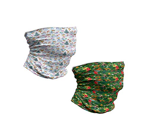 ABAKUHAUS Set de 2 Calentador de Cuello, Muñeco de Nieve de Navidad Pines Robbons Accesorios Pino, Multicolor Verde Marrón Oscuro