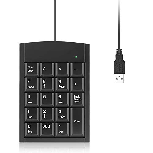 Achort Teclado Numerico Mini Teclado USB USB con Cable Adaptador de Teclado 19 Teclas para computadora portátil Ordenador Computadoras de Escritorio, Laptop