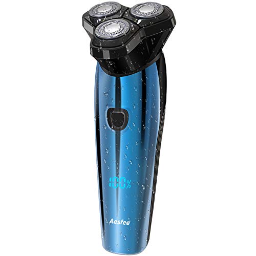 Afeitadoras Eléctricas Rotativas para Hombre, Afeitadora Eléctrica Húmeda y Seca con Recortador de Barba, Recargable, Impermeable, Pantalla LCD, Maquinilla de Afeitar Eléctrica para Afeitarse la Barba