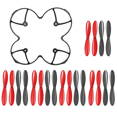 AFUNTA Cubierta protectora para la protección de la hélice del Hubson X4 H107C H107D Quadcopter y accesorios de hélice 5 juegos de hélices Negro / Rojo para Hubsan X4 H107 H107L H107C H107D Quadcopter