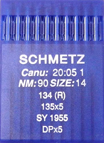 Agujas de coser a máquina Schmetz redondas, 10 unidades, sistema 134 (R), Industrie St. 90
