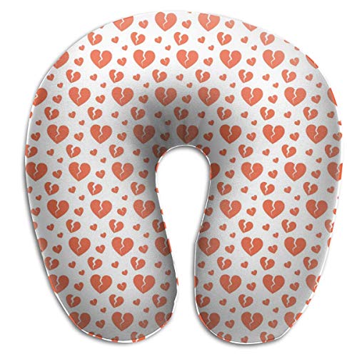 Ahdyr Almohada de Viaje en Forma de U Corazones Rotos Almohada en Forma de U para el Cuello Almohada de Viaje de Microfibra Suave y cómoda Que apoya el Cuello para el hogar, Dolor de Cuello