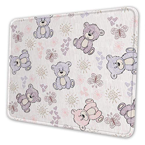 Alfombrilla de ratón con estampado de oso de peluche, base de goma antideslizante, resistente al agua, diseño personalizado, rectangular, alfombrilla de ratón para ordenadores, ordenador portátil, alf