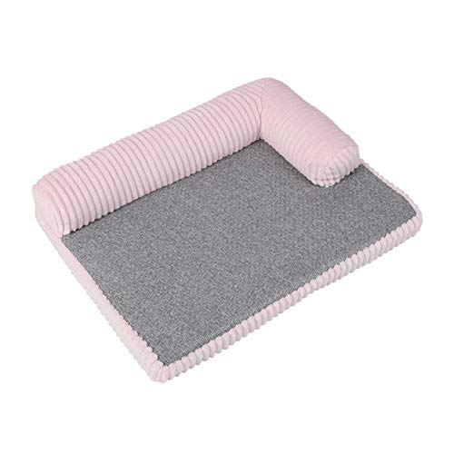 Almohadillas De Cama Para Perros Grandes De Lujo Espuma Viscoelástica Sólida De 4 Cm De Rebote Lento De Alta Elasticidad Almohadilla Para Jaulas Para Perros Desmontable Y Lavable Para Mascotas,Pink-S