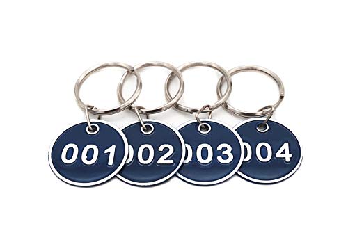 Aluminum Alloy Metal Key Tag Set, Number ID Tags Key Chain, Numbered Key Rings, 50 pieces - Blue -151 to 200