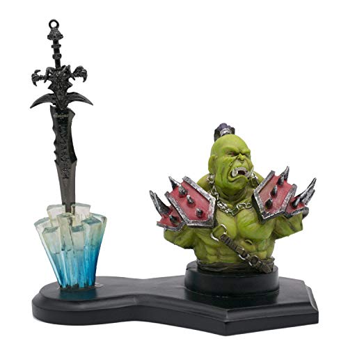 Amont Figura de orco y Espada frostmourne de Warcraft, en Miniatura, réplica no Oficial. Tamaño Total de Espada: 14'5 cm