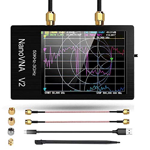 Analizador de red vectorial NanoVNA V2 con caja EVA, analizador de red vectorial de metal 50 KHz 3 GHz HF VHF Analizador de antena UHF para la medición de parámetros S