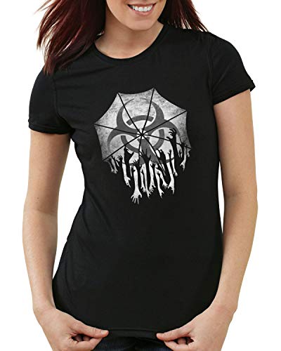 A.N.T. Umbrella Zombi Camiseta para Mujer T-Shirt Videojuego epidémico Virus, Color:Negro, Talla:M