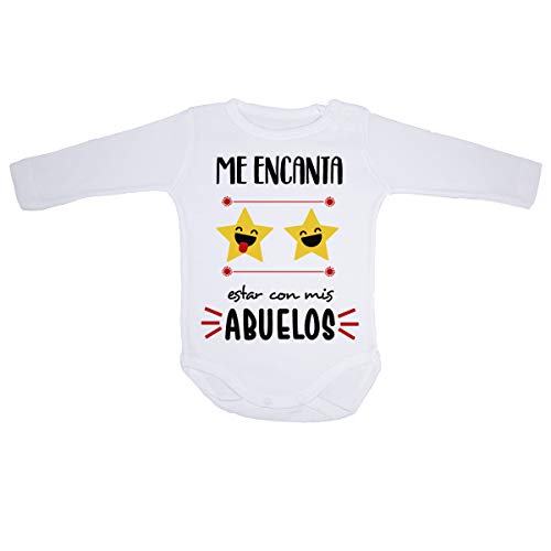 AR Regalos Body bebé Me Encanta Estar con mis Abuelos (3 a 6 Meses)