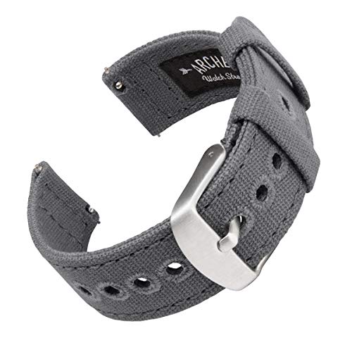 Archer Watch Straps | Correas Reloj Lona de Liberación Rápida para Hombre y Mujer | para Relojes y Smartwatch (Gris Pizarra, 20mm)