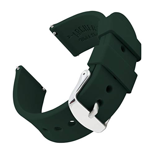 Archer Watch Straps - Correas Reloj Silicona de Liberación Rápida para Hombre y Mujer (Verde Británico de Competición, 24mm)