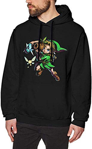 Asuuats Zelda Majora'S Mask Men's Classic Long Sleeve Hooded Sweater Pullover Black,Black,3XL