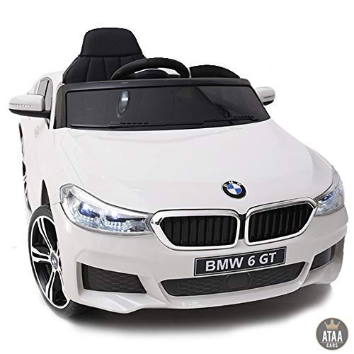 ATAA BMW 6 GT Licenciado 12v - Blanco - Coche eléctrico para niños batería 12v con Mando Control Remoto Padres