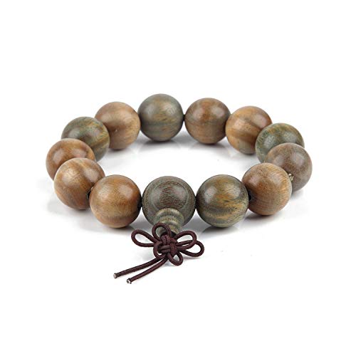 Awertaweyt Pulsera de Cuentas, 17 15 11 9Mm Palo Santo Wood Buddha Beads Bracelet For Women Men Wooden Bangles Jewelry Gift 17mm