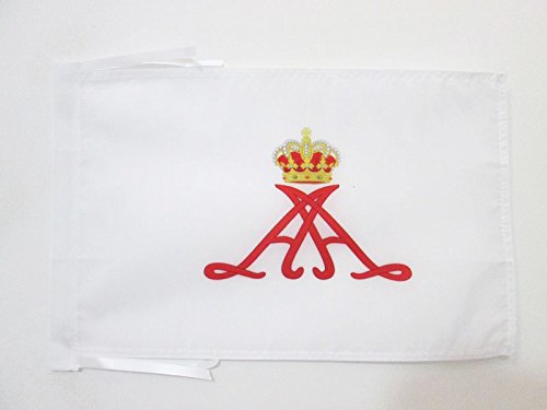 AZ FLAG Bandera del ESTANDARTE del PRÍNCIPE Albert II DE MÓNACO 45x30cm - BANDERINA PRINCIPADO DE MÓNACO 30 x 45 cm cordeles