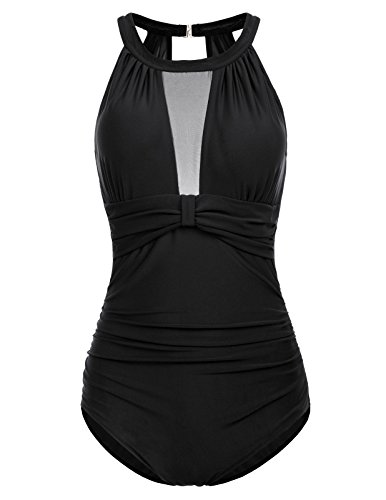 Bañador de Mujer Bikini Ropa de Baño de Una Pieza Negro M CL0081-1