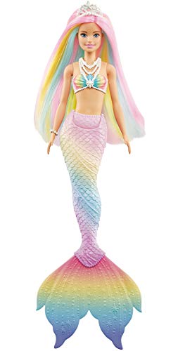 Barbie Dreamtopia Muñeca sirena arcoiris mágico, cambia de color en el agua, regalo para niñas y niños +3 años (Mattel GTF89)